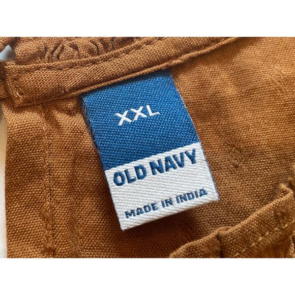 Old Navy Cotton Blend Brown Sleeveless Embroidered Swing Blouse, Size XXL - Picture 7 of 13